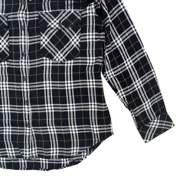 New Sanctuary Men Black Plaid Shirt Casual Classic Long Sleeve Button Down US M - Picture 12 of 13